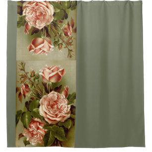 Rideaux De Douche Jardin floral de fleurs roses vintages de chou