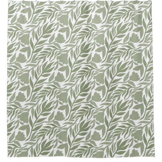 Rideaux De Douche Jardin sauvage blanc et vert mousse (Devant)