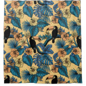 Rideaux De Douche Jardin toucan en jaune et bleu (Devant)