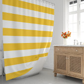Rideaux De Douche Jaune ensoleillé et larges rayures blanches