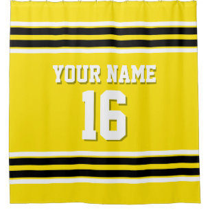Rideaux De Douche Jaune noir rayures blanches sport Jersey