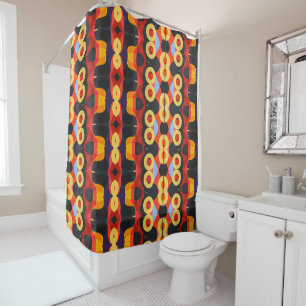 Rideaux De Douche Jaune orange abstraite en gras