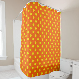 Rideaux De Douche Jaune Sur Orange Pois Design Motif