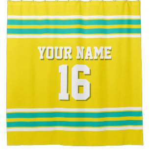 Rideaux De Douche Jaune Turquoise blanc rayures sport Jersey