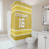 Rideaux De Douche Jaune White Stripes Sports Jersey (En situation)