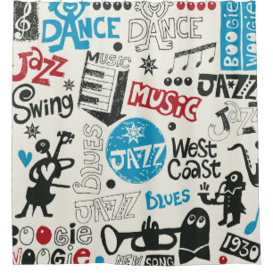 Rideaux De Douche Jazz Doodle : Mélange de Musique Eclectique