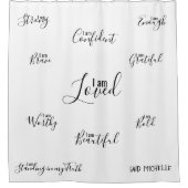 Rideaux De Douche Je Suis Affirmations Inspirationnel Noir Blanc Scr (Devant)