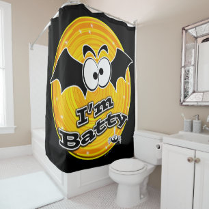 Rideaux De Douche Je suis Batty Orange et Yellow Swirl