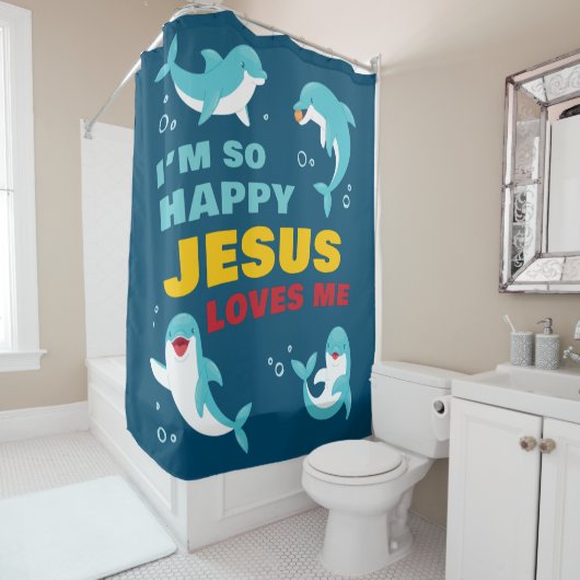 Rideaux De Douche Je suis si heureux que Jésus m'aime Enfants Dolphi (En situation)