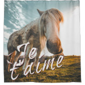 Rideaux De Douche Je t'aime avec un cheval regardé (Devant)