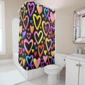 Rideaux De Douche Je t'aime. Coeur d'illustration aquarelle. Valenti (En situation)