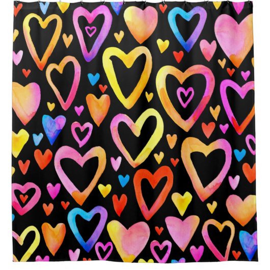 Rideaux De Douche Je t'aime. Coeur d'illustration aquarelle. Valenti (Devant)
