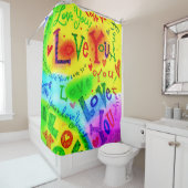 Rideaux De Douche JE T'AIME Peindre (En situation)