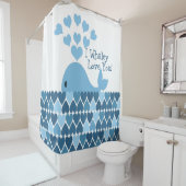 Rideaux De Douche Je vous aime baleine (En situation)