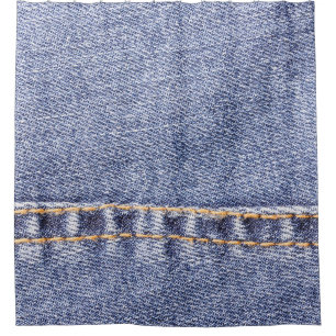 Rideaux De Douche Jeans bleus : texture cousue détaillée.