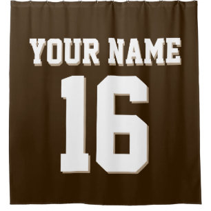 Rideaux De Douche Jersey de l'équipe de sport blanc Brown foncé