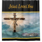 Rideaux De Douche Jésus pendant d'une croix chrétienne de (Devant)