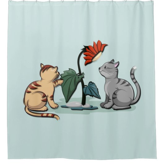 Rideaux De Douche Jeu de fleurs délice d'été des chatons (Devant)