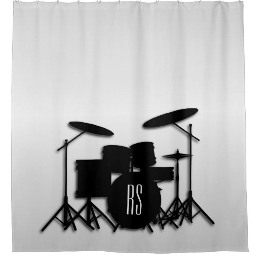 Rideaux De Douche Jeu de tambour Monogramme Argent (Devant)