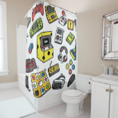 Rideaux De Douche Jeu vidéo, jeu de doodles (En situation)