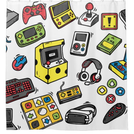 Rideaux De Douche Jeu vidéo, jeu de doodles (Devant)