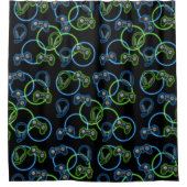 Rideaux De Douche Jeu vidéo Neon Blue & Green Motif (Devant)