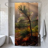 Rideaux De Douche Jeune arbre à pin Jungle Forêt sauvage