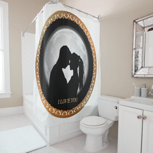 Rideaux De Douche Jeune couple noir silhouette s'embrasser (En situation)