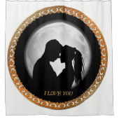Rideaux De Douche Jeune couple noir silhouette s'embrasser (Devant)