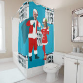 Rideaux De Douche joe biden père Noël kamala harris bleu maison blan (En situation)