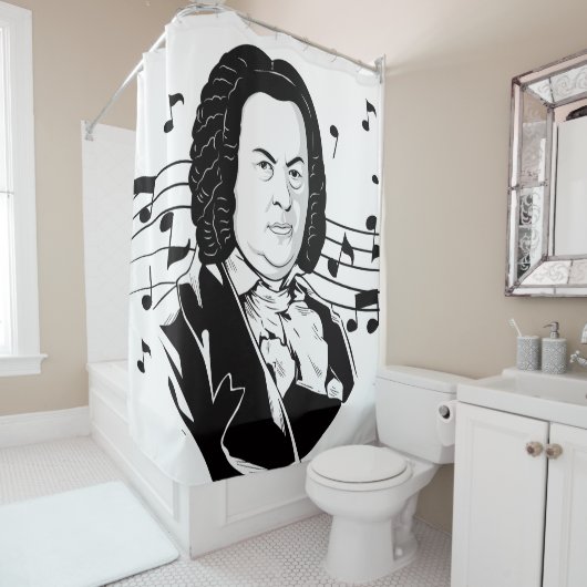 Rideaux De Douche Johann Sebastian Bach Portrait / Bust avec notes (En situation)
