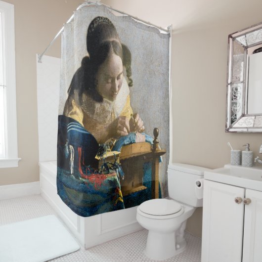 Rideaux De Douche Johannes Vermeer - Le Lacemaker (En situation)