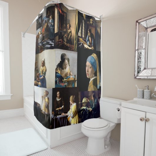 Rideaux De Douche Johannes Vermeer - Patchwork de chefs-d'oeuvre (En situation)