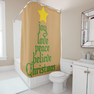 Rideaux De Douche Joie, Amour, Paix, Croire, Noël