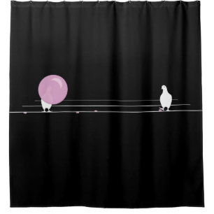 Rideaux De Douche Joli Bubble rose Bubble Oiseaux de gomme sur un fi