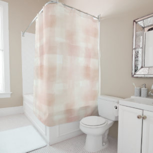 Rideaux De Douche Joli carreau rose pêche crème