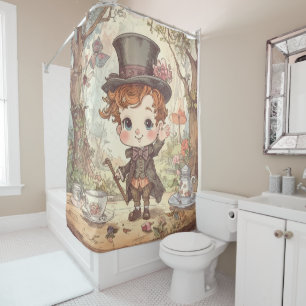 Rideaux De Douche Joli Chapelier Fou Artistique Bois Fantaisiste Mer