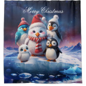 Rideaux De Douche Joli dessin de style pingouins amis. (Devant)