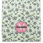 Rideaux De Douche Joli Doodle Daisy Flowers mignon Monogramme Motif (Devant)