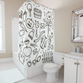 Rideaux De Douche Joli Doodle Halloween Motif sans couture, Hallowee (En situation)