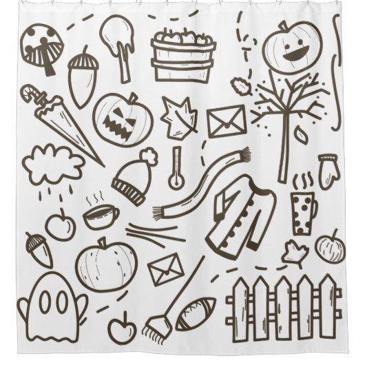 Rideaux De Douche Joli Doodle Halloween Motif sans couture, Hallowee (Devant)