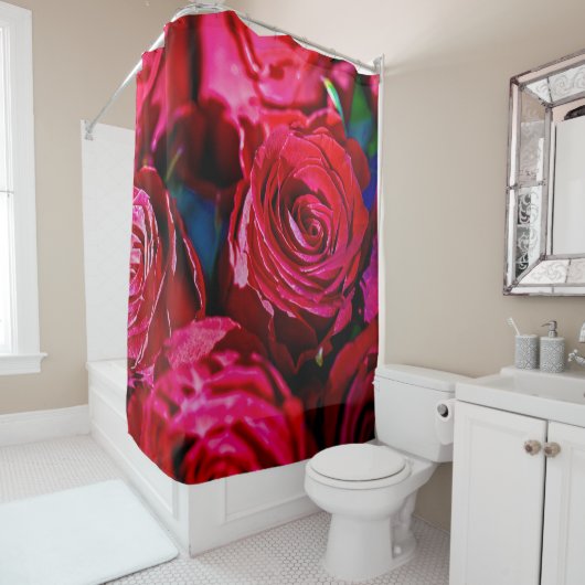 Rideaux De Douche Joli Ensemble De Roses Rouges (En situation)
