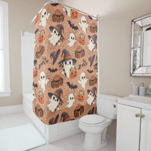Rideaux De Douche Joli fantôme de Halloween de style Kawaii
