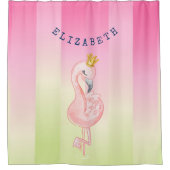 Rideaux De Douche Joli Flamant Rose Dégradé Rayé (Devant)