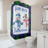 Rideaux De Douche Joli hiver des neigeurs de Sutherland Clan Tartan (En situation)