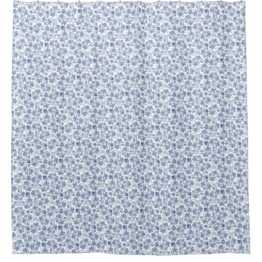 Rideaux De Douche Joli Indigo Blue Ethnic Floral Print (Devant)