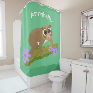 Rideaux De Douche Joli lenteur loris sur dessin de branche