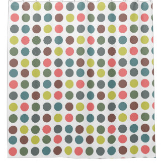 Rideaux De Douche Joli les années 70 coloré avec motif pois