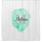Rideaux De Douche Joli Monogramme Aquarelle Nom Motif Moderne (Devant)
