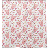 Rideaux De Douche Joli Motif De Cochon Avec Coeurs (Devant)